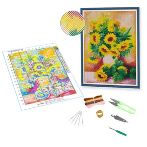 5d Diy Cross Embroidery Set Canvas Sunflower Pattern Decoration Adult Cross Embroidery Crafts