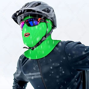Máscara de esquí de punto de 3 agujeros con logotipo personalizado Gorro de pasamontañas de invierno de doble capa Cubierta de cara completa Máscara de esquí cálida para clima frío - Product Image 4
