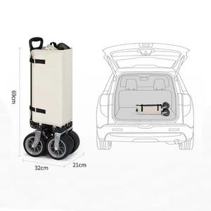 Outdoor pieghevole Oxford 4 ruote da campeggio pieghevole da spiaggia con carrello da pesca pieghevole a mano portatile - Product Image 4
