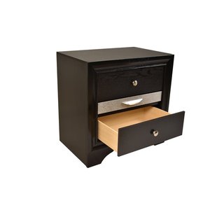 Traditional Style 2 <b>Drawer</b> Nightstand Wood Black Color <b>Storage</b> <b>Drawers</b> - Product Image 6