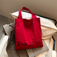 Tas Tote Wanita Sederhana Modis Kapasitas Besar, Tas Belanja Kanvas Trendy dengan Logo Custom