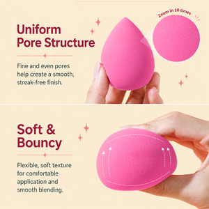 Éponge de maquillage en forme de goutte d'eau de haute qualité, réutilisable, lavable, pour fond de teint liquide, crème, poudre, maquillage rapide, 0% latex, éponge de mélange - Product Image 5