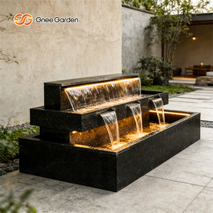 น้ำพุตั้งพื้นทรงสี่เหลี่ยมผืนผ้าแบบกันน้ำเคลือบสังกะสี รุ่น Gnee Garden Modern พร้อมไฟตกแต่งสำหรับสวนกลางแจ้ง - Product Image 2