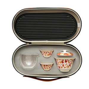 Service à thé rétro chinois en céramique, portable, cadeau de voyage pour les pères et les enseignants, cadeau d'affaires de luxe personnalisable - Product Image 5
