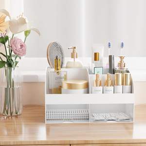 Organisateur de maquillage à <span class=keywords><strong>tiroirs</strong></span>, rangement cosmétique pour coiffeuse, comptoir de salle de bain, support de beauté pour rouges à lèvres, pinceaux et soins de la peau - Product Image 4