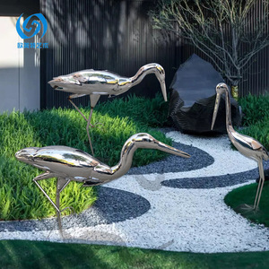 Stainless Steel Crane Sculpture Outdoor Garden Decorative Figure Handmade Mirror Finish Animal Ornament - Product Image 2