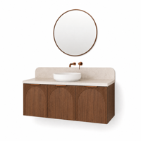 Mobile Bagno Sospeso in Compensato con Specchio Smart e Lavabo in Ceramica, Dimensioni e Colore Personalizzabili per Progetti Alberghieri