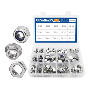 Kit d'écrous métriques en acier inoxydable et nylon pour applications minières, divers types - Product Image 1