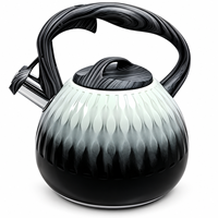 Bouilloire sifflante en acier inoxydable côtelée en forme de citrouille avec poignée en bois anti-brûlure pour cuisinière à induction et à gaz