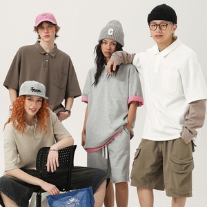เสื้อเชิ้ตคอปกพับ แขนสั้นทรงหลวม ไหล่ตก ผ้าถักเนื้อหนา สไตล์อเมริกันลำลอง มีกระเป๋า - Product Image 5