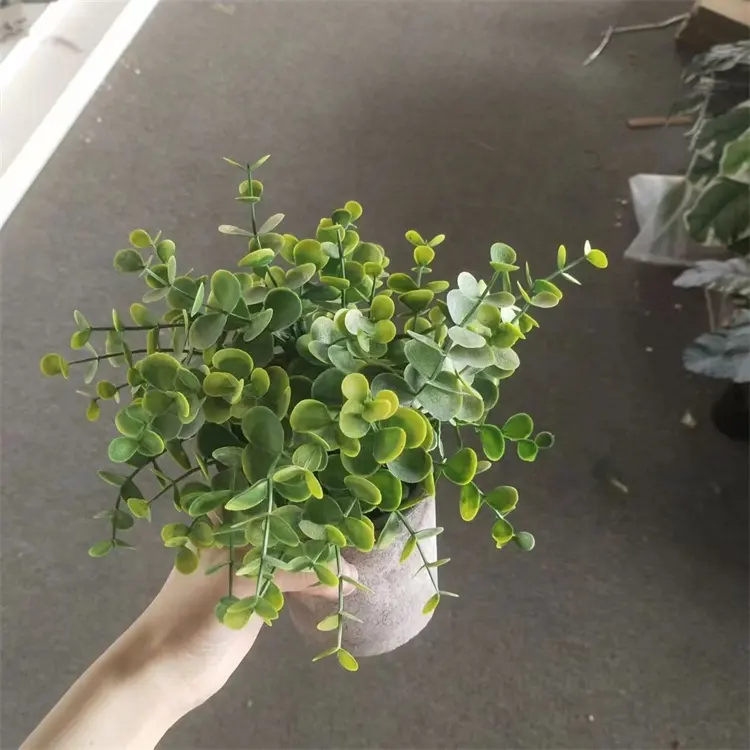Small Fake Plants in Pots Warm House Green Potted Plants Bonsai Eucalyptus Simulation Plants for Indoor Table Decoration