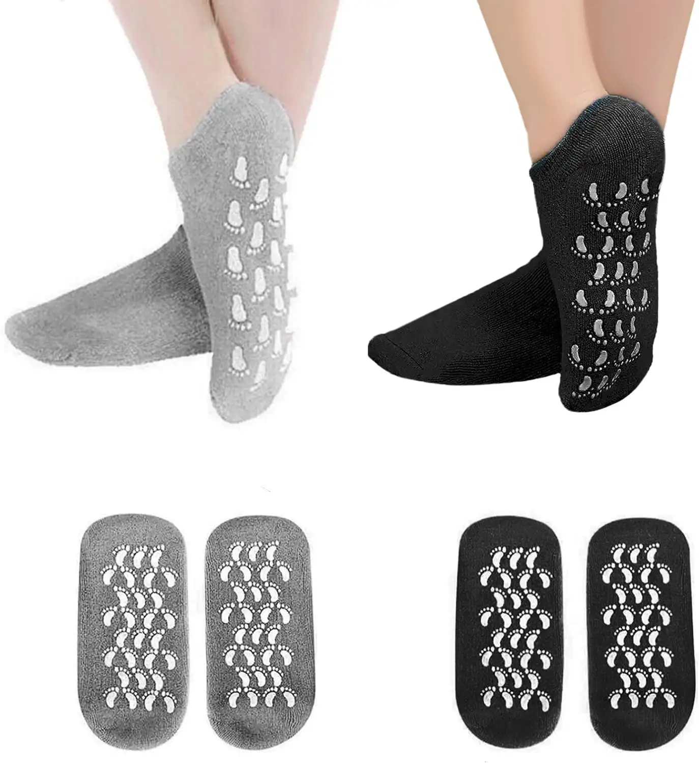 Chaussettes hydratantes HDX, chaussettes en gel hydratant, spa hydratant pour les pieds doux et réparer les talons gercés Chaussettes en gel pour spa (noir et gris)