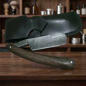 Rasoir droit classique vintage pliable avec manche en bois et étui de protection pour le corps, le visage et le maillot, idéal pour la barbierie et le toilettage. - Product Image 4