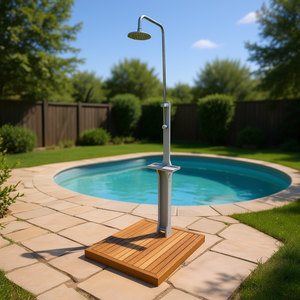 Ducha Exterior con Base de Madera para Patio de Piscina, Cableada, D0100H7HGU2 - Product Image 2