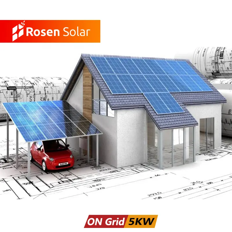 Rosen Harga Terbaik Sistem Energi Surya Rumah Sistem Panel Surya Baterai Lithium 5kw 10kw On Off Grid Hybrid