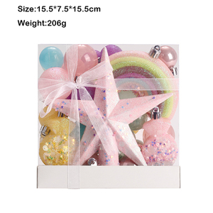 Juego de 40 Adornos Navideños Pastel con Estrella para la Punta del Árbol, Bolas Brillantes y Dulces Arcoíris para Decoración Navideña - Product Image 6