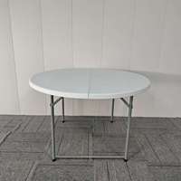 Table ronde pliante en plastique blanc légère et moderne de 48 pouces pour hôpitaux et hôtels (vente en gros)