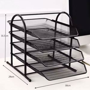 Wholesale Hot Sale 2/3/4/5 Tier Sliding Metal <b>File</b> Tray Black Office Home Bedroom <b>Paper</b> Letter Storage - Product Image 3