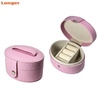 Boîte à bagues mini en cuir PU écologique LG7097B avec fermeture à bouton, emballage cadeau, couleurs personnalisables, portable pour voyage