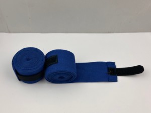 Soporte de Muñeca de Algodón Azul con Cierre de Gancho y Bucle, Transpirable, Unisex, para Levantamiento de Pesas y Entrenamiento de Fuerza - Product Image 1