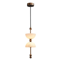 Lampe suspendue en albâtre design vintage, double dôme, en marbre naturel, pour chambre à coucher