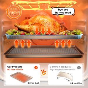 Ensemble de 3 plaques à pâtisserie de qualité commerciale en acier au carbone, plaque de cuisson antiadhésive, compatible four et lave-vaisselle, pour restaurant - Product Image 3
