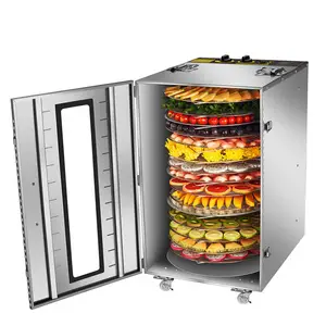 Máquina secadora de alimentos y frutas con Control mecánico de 1884W Deshidratador de alimentos rotativo de 16 bandejas