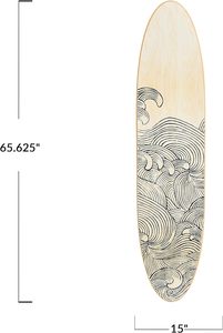 Decoración de Pared de Tabla de Surf de Madera Natural Ecológica, Grabado de Estilo Costero para Sala de Estar, Tabla de Surf Decorativa Colgante - Product Image 5