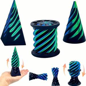 Juguete Antiestrés Impreso en 3D, Pirámide Giratoria, Juguete Educativo con Estructura Espiral 3D y Diseño de Vórtice Bicolor - Product Image 3