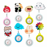 Montre d'infirmière rétractable KGEN 3X pour infirmières et médecins, design à clipser et à suspendre, coque en silicone, boîtier rond (rose)