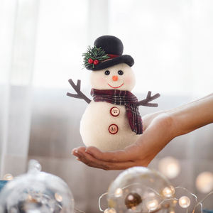 Zaves 6 بوصة دمية ثلج قطيفة لطيفة مع قبعات ووشاح غصين الأسلحة الشتاء عيد الميلاد الديكور المنزلي زوج من 2 لسطح المكتب - Product Image 6