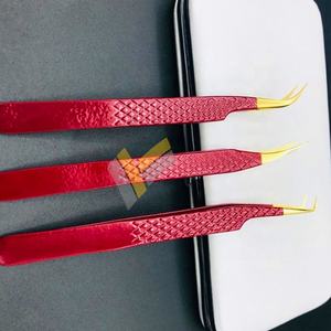 Pince à épiler d'extension de cils en or 24 carats Logo personnalisé de qualité supérieure Acier inoxydable durable Marron Rouge pointu Personnalisé - Product Image 3