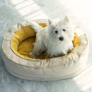 Eco-Friendly All-Season Summer Portable Dog Cat Calming Soft Cozy Couch <b>Bed</b> with Removable Layers Breathable Cotton-Linen Fabric - Product Image 2