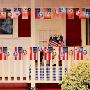 Thứ 4 của <span class=keywords><strong>July</strong></span> cờ Mỹ đèn lồng chuỗi 10 đèn lồng nhỏ với cắm Ngày Độc Lập Yêu Nước treo đèn - Product Image 6