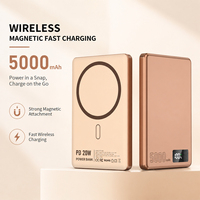 Batterie externe magnétique sans fil 5000 mAh, charge rapide USB-C PD 20W, chargeur portable 15W, batterie ultra-fine avec écran LED