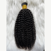 Rambut I Tip Keratin Pre-Bonded 12A Remy Grade Raw Indian Double Drawn Virgin Bebas Kimia Lembut Halus Afro Kinky Curly