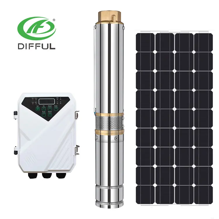 Mini deep well pump dc 48 volt submersible water pump solar water pump 1hp with solar panel