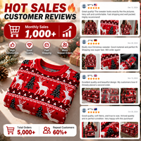 Pull de Noël en tricot 100 % acrylique à motif renne et sapin de Noël, assorti pour toute la famille, faible MOQ, en stock, pas cher
