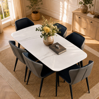 Table à manger en pierre frittée de jade gris/blanc italien, imperméable, écologique, sans formaldéhyde, lisse, mobilier de salle à manger