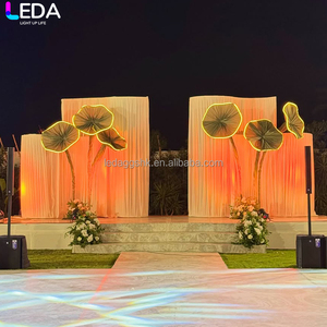 LEDA Outdoor Modern Wedding Events Decor White Metal <b>Backdrop</b> <b>Stand</b> Square Large Fabric Background Arch - Product Image 4