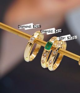 Bague de mode Xinfly, nouveau style personnalisé, or pur 18 carats, diamant naturel, émeraude véritable, bague pour fille - Product Image 2