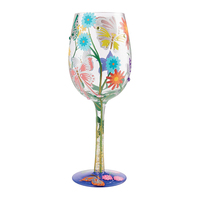 Verres à vin faits à la main en cristal sans feuilles de haute qualité, verres à vin peints à la main, gobelet en verre design de fleurs colorées