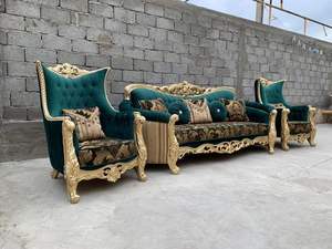 Canapé modulable Royal Crown sculpté à la main de qualité supérieure, élégant, en bois massif, pour salon - Product Image 2