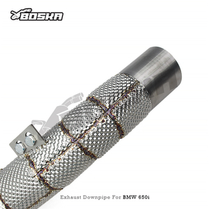 ท่อไอเสียแคทาลิสต์แบบกำหนดเองพร้อมแผ่นกันความร้อนสำหรับ BMW 650/650i F06/F12/F13 4.0T ปี 2011-2017 Boska High Flow 100/200/300cell Downpipe - Product Image 2