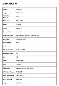 Bán hàng nóng Caddx Ant 1.8mm 1200TVL 16:9/4:<span class=keywords><strong>3</strong></span> với OSD 2g siêu nhẹ Nano máy ảnh cho đua RC bay không người lái - Product Image 5