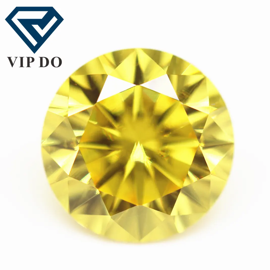 5A quality 0.8mm-20mm round European star cut yellow/gold yellow cubic zirconia loose gemstones artificial CZ diamond cut stones