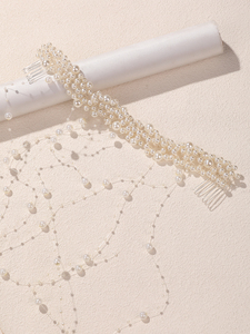 웨딩 여성과 소녀를위한 수제 패션 화이트 진주 신부 헤어 클립 쥬얼리 핀이있는 수제 신부 헤어 액세서리 - Product Image 6