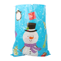 Sac à cordon bleu en forme de bonhomme de neige pour Noël, sac cadeau en plastique PE pour les cadeaux de fête de Noël