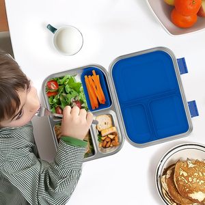 Lonchera Bento de Acero Inoxidable 304 con 3 Compartimentos, Hermética y Libre de BPA, para Niños, Escuela y Oficina - Product Image 6