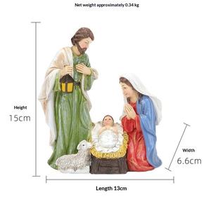 Juego de Natividad de la Sagrada Familia Pintado a Mano, Figuras de Resina, Decoración Religiosa Cristiana para Mesa - Product Image 6